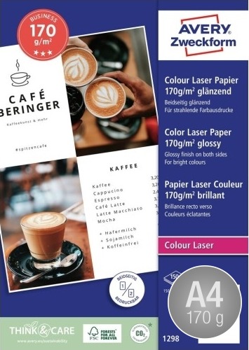 Avery laser-fotopapper, glansigt, A4 / 170 g / 150