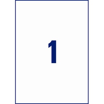 Avery 3478 universaletiketter, 210 x 297 mm, vita