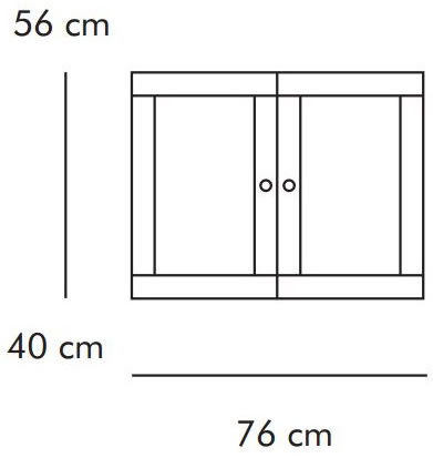 ABC Dobbeltskab m. trælåger, 76x40 cm, hvidlaseret