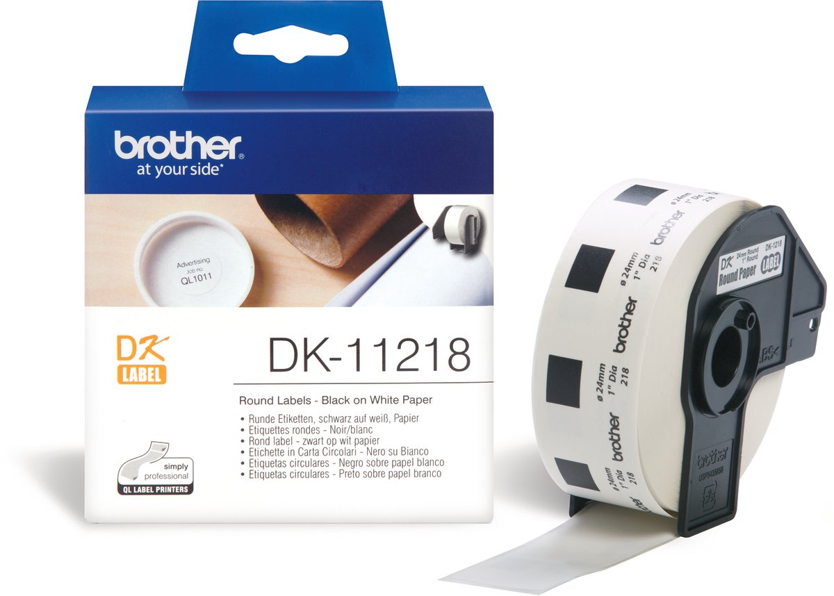 Brother runda, utstansade pappersetiketter, 24 mm