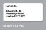 Dymo LW returadressetikett, 25x54 mm
