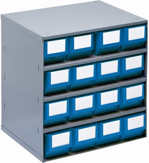Lagermagasin inkl 16 x systemkas 1 (300x91x81),blå