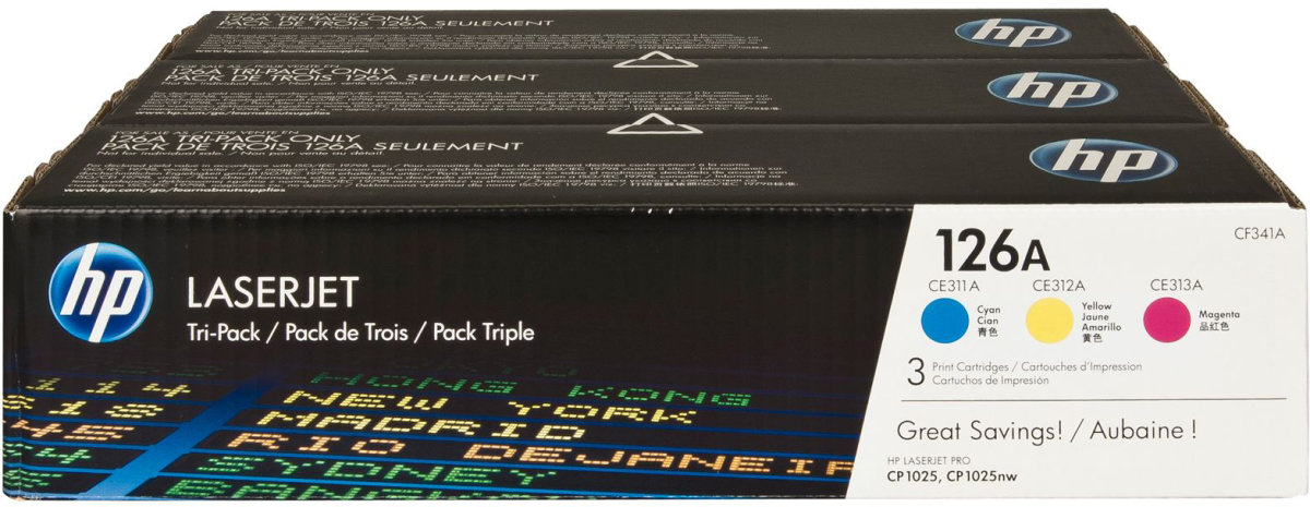 HP CF341A lasertoner 126A/1000 s, 3-pack
