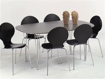 Comfort Classic matsalsset med 6 stolar svart/krom
