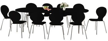 Matsalsset Comfort Classic 10 stolar Svart/Krom