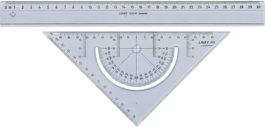 Linex 2602 skolset med linjal och geometritriangel