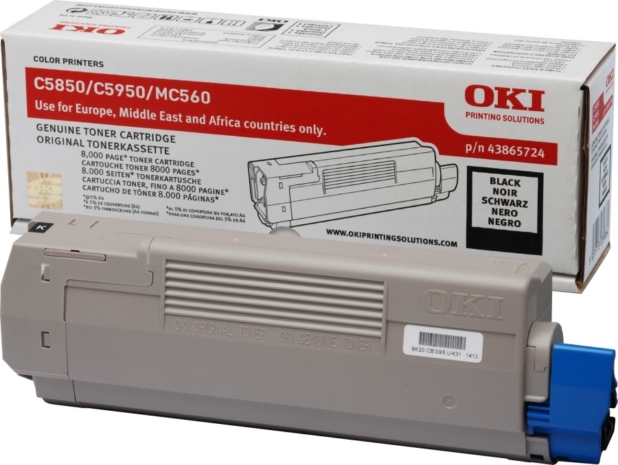 Lasertoner OKI 43865724 Svart 8000 sidor