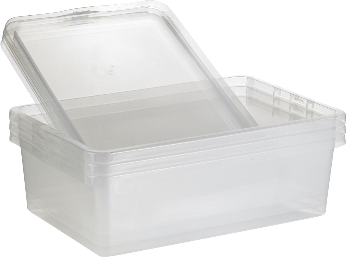 Basic plastlåda inkl. lock, 25 liter, klar