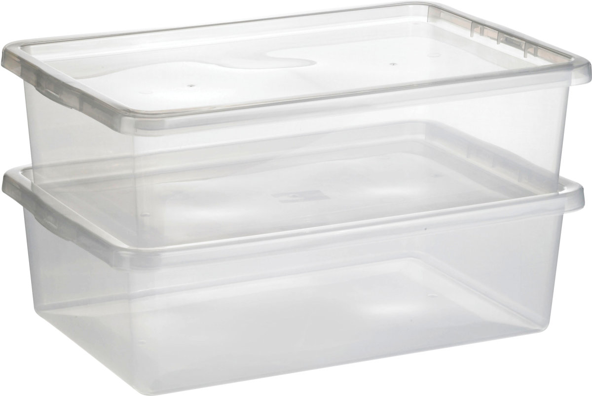 Basic plastlåda inkl. lock, 25 liter, klar