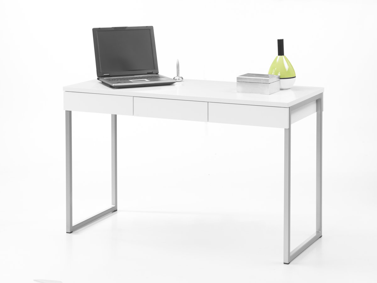 Function skrivebord m/ 3 skuffer hvid melamin