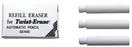 Pentel Twist-Erase suddgummi för stiftpenna, 3 st