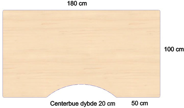 Skrivbord Steady Höj/Sänk 180 cm M. maguttag Lönn