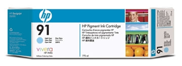 HP nr 91/C9470A bläckpatron, ljus cyan, 775 ml