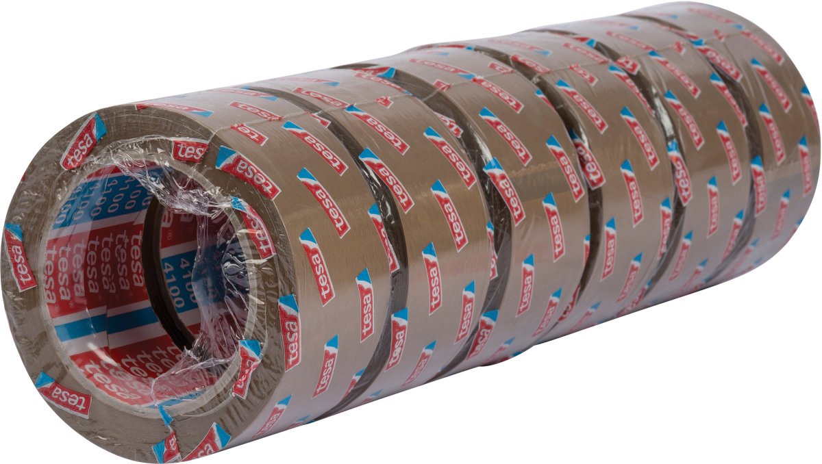 Tesa Packtejp, 50 mm, präglad PVC, brun