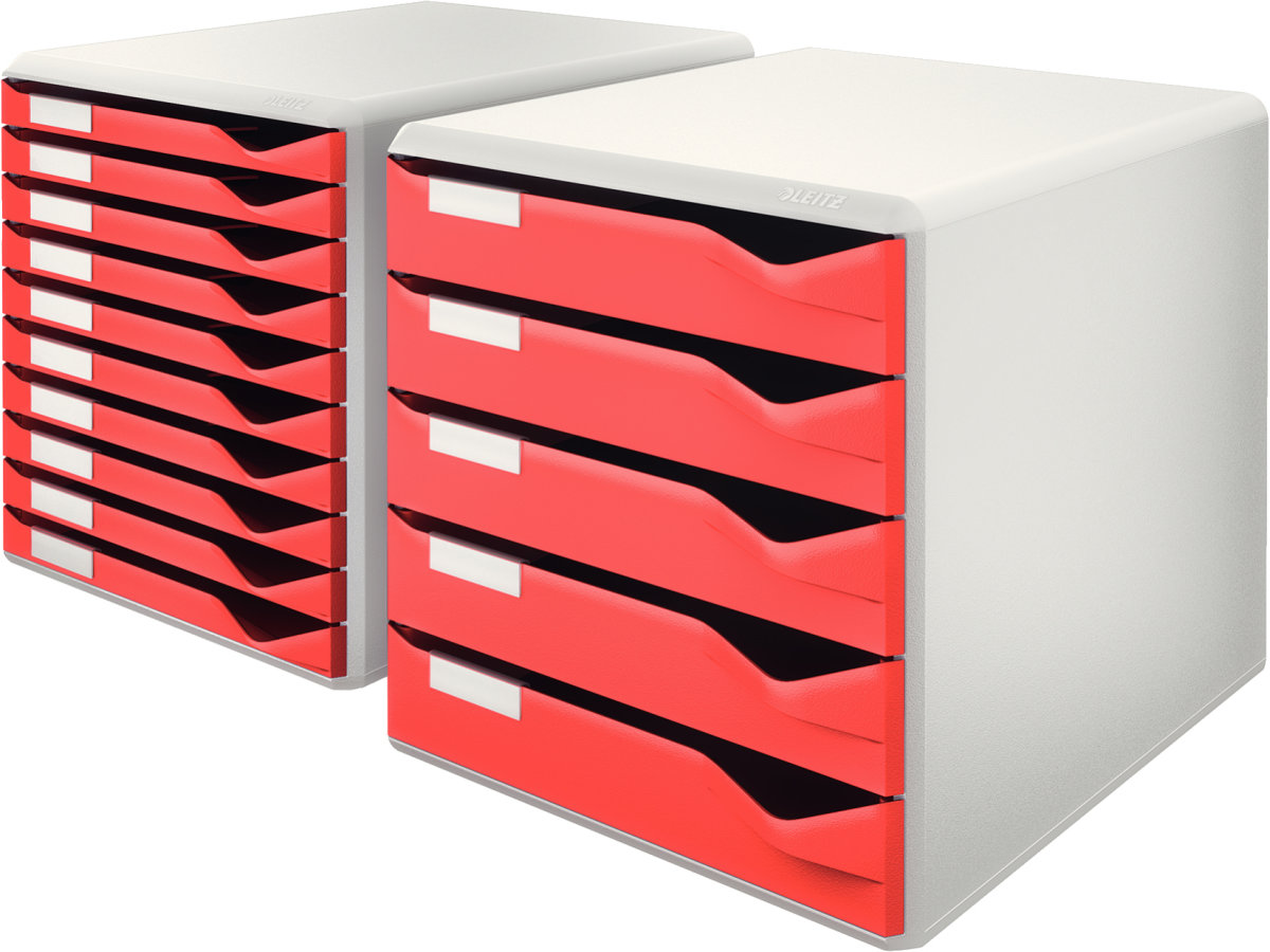 Leitz förvaringsbox med 5 lådor, röd