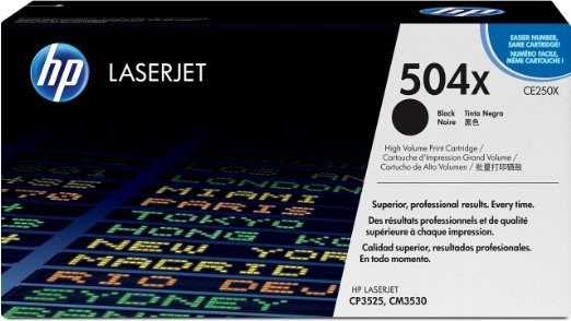 HP 504/CE250X lasertoner, svart, 10 500 s