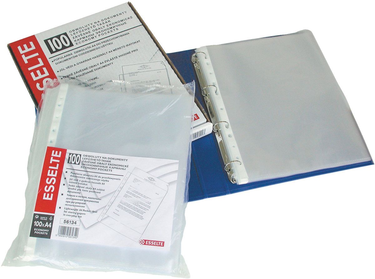 Esselte Premium plastficka, A4, topp, 0,09 mm