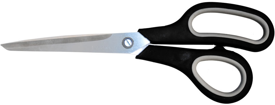 Sax 21 cm, svart med gummigrepp