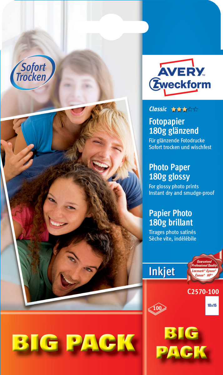 Avery Inkjet fotopapper, glansigt, 10x15 / 180 g /