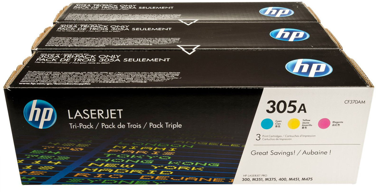 HP 305A/CF370AM lasertoner, 2600 s, 3-pack