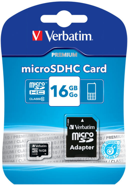 Verbatim 16 GB microSDHC class 10 med adapter