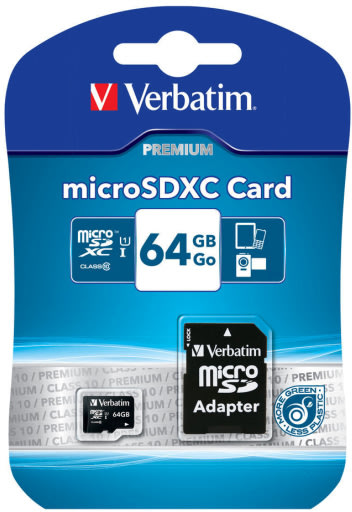 Verbatim 64 GB microSDHC class 10 med adapter