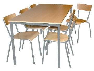 Matsalsset för 6 personer i bok/aluminium
