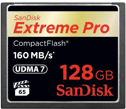 SanDisk Compact Flash Extreme Pro128 GB minneskort