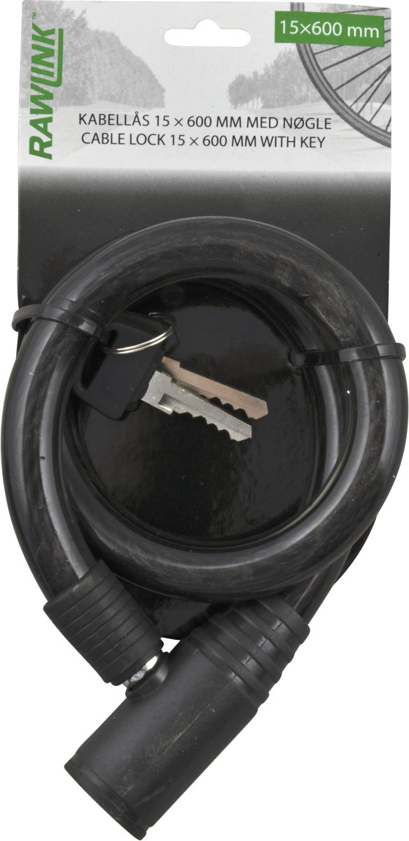 Rawlink cykellås med kabel, 1,5x60 cm