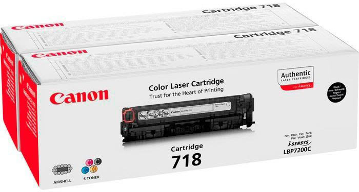 Canon 718BK lasertoner, sort, 2x 3400s