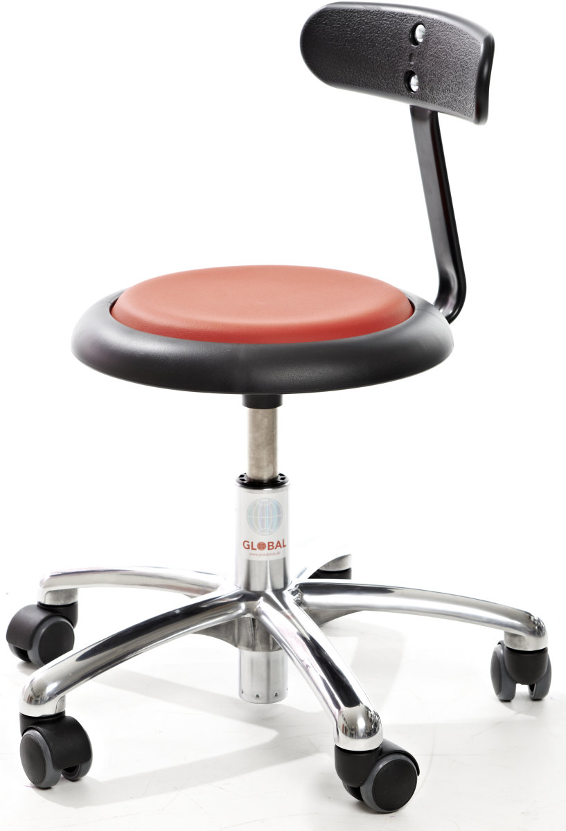 CL Micro stol m/ ryglæn, rød, kunstlæder