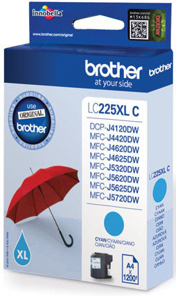 Brother LC225XLC bläckpatron, cyan, 1200 s
