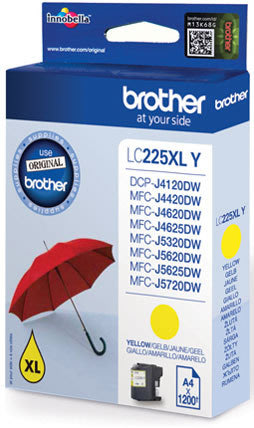 Brother LC225XLY bläckpatron, gul, 1200 s