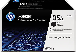 HP 05A/CE505D lasertoner, svart, 2 x 2300 s