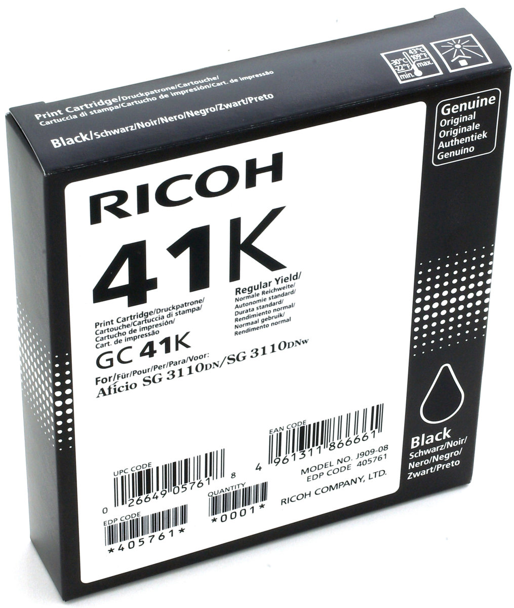 Ricoh 41K/405761 bläckpatron, svart, 2500 s