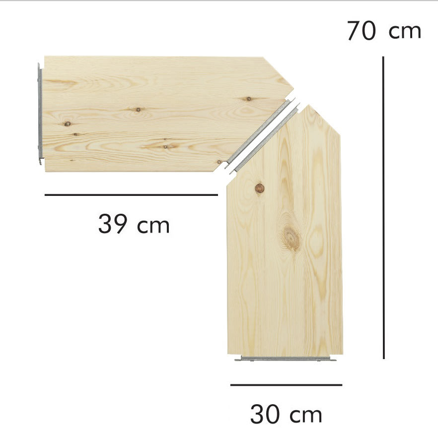 ABC hjørnehylder, 2 stk., 30 cm, natur