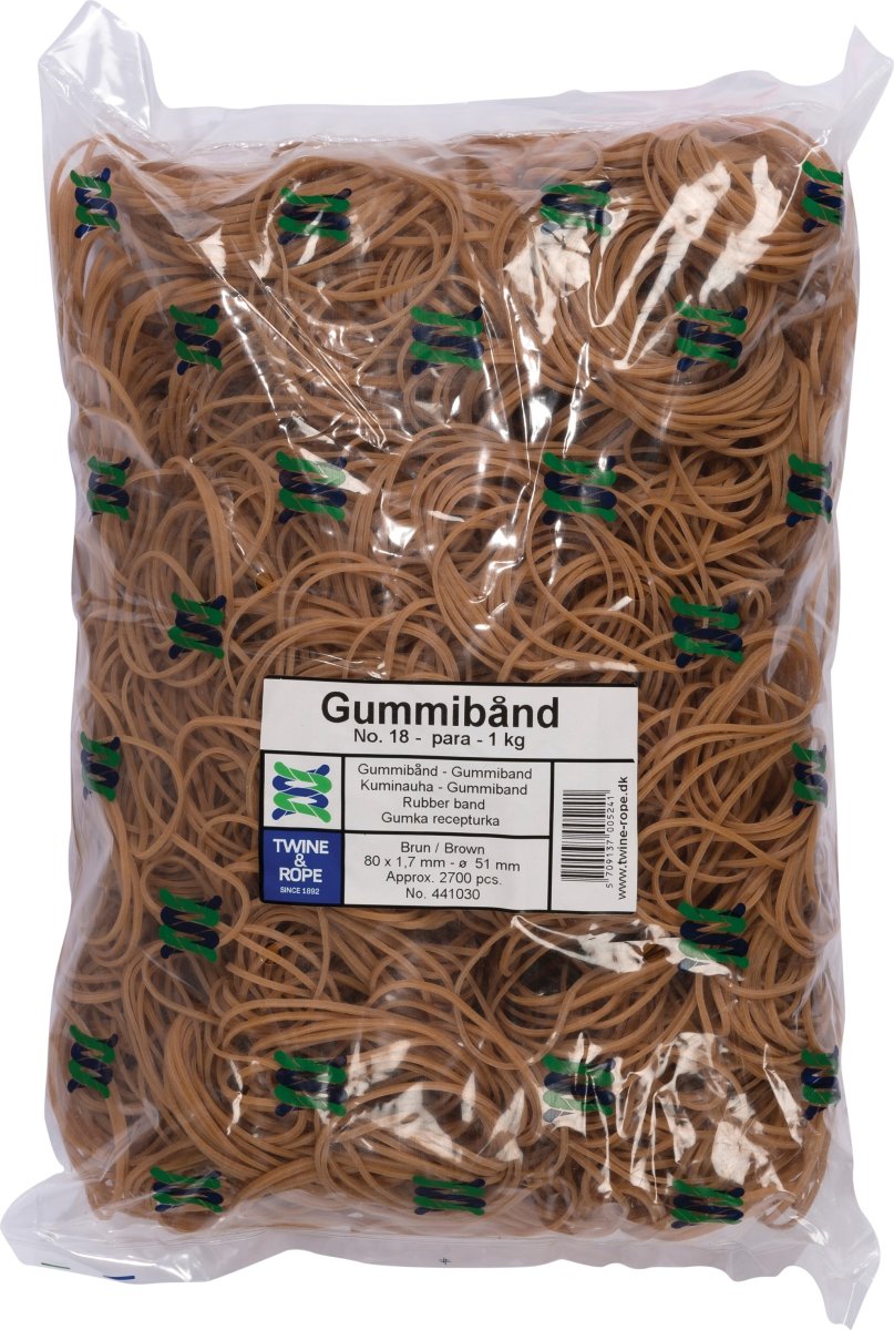 Gummiband nr 18, 1000 g, 80 mm, brun