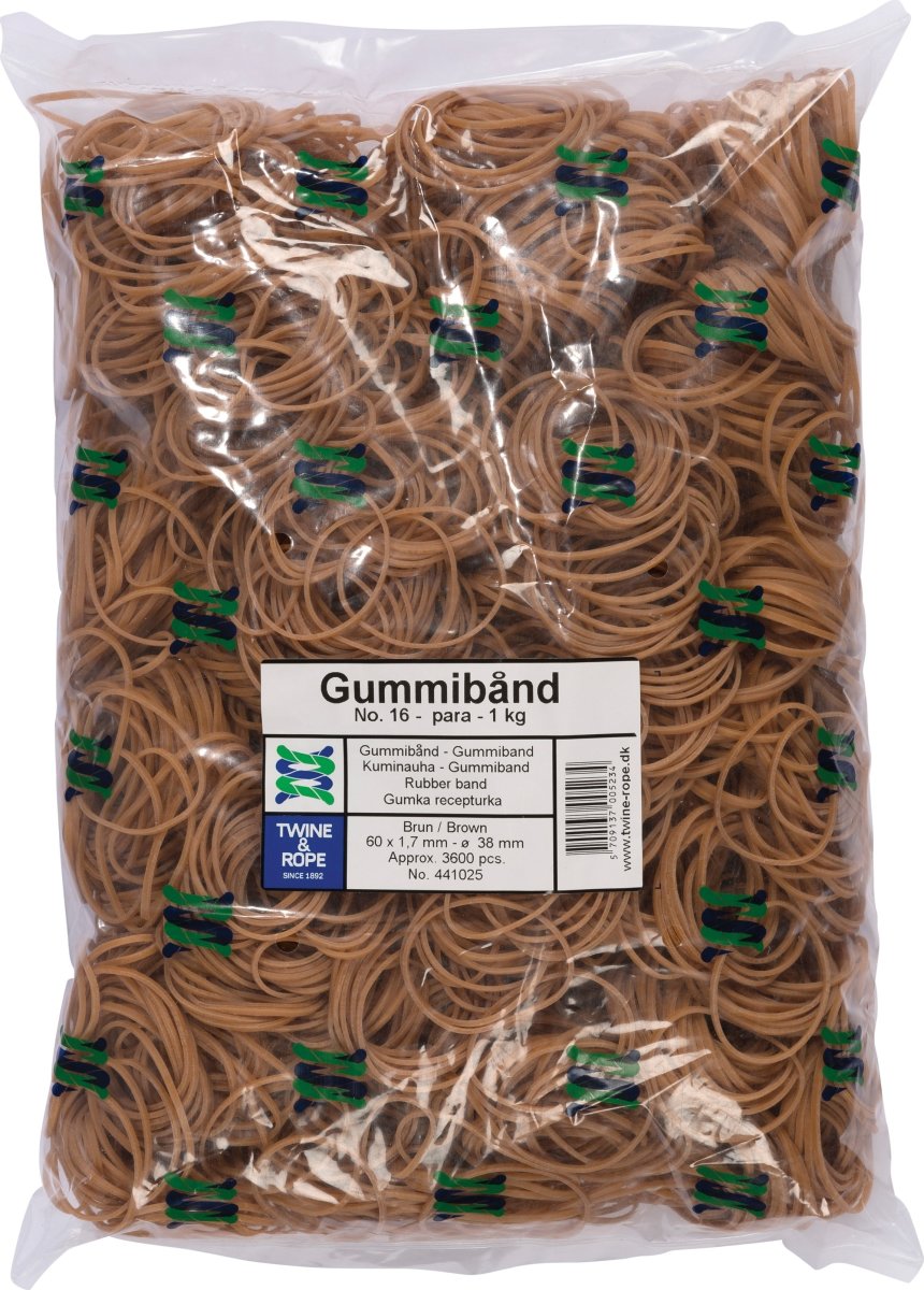 Gummiband nr 16, 1 kg, 60 mm, brun