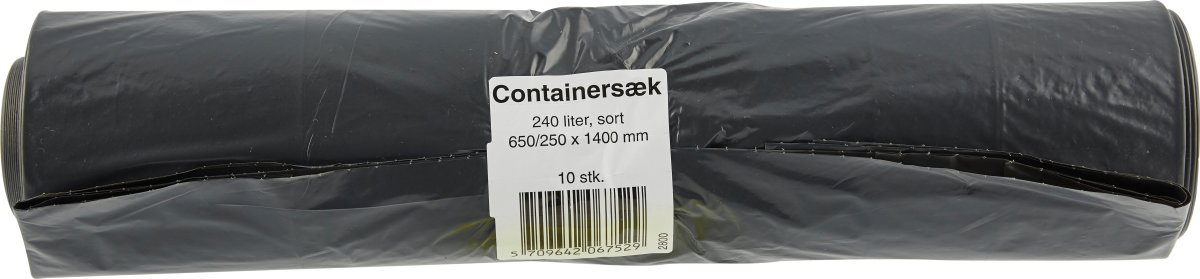 Containersäck 240 liter, 650x250x1400 mm, svart