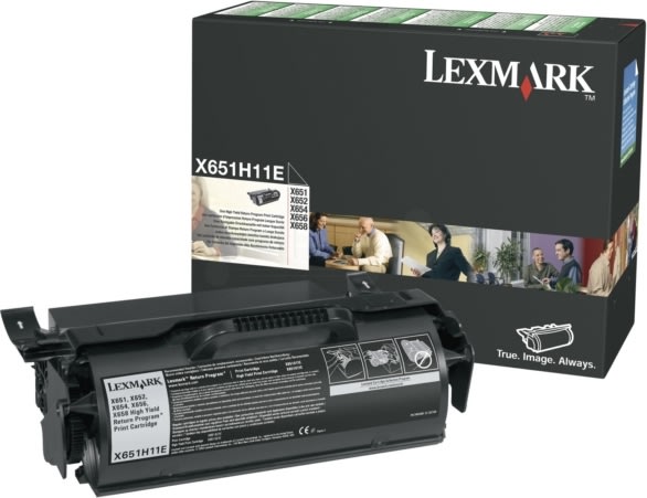 Lexmark X651H11E lasertoner, sort, 25000s