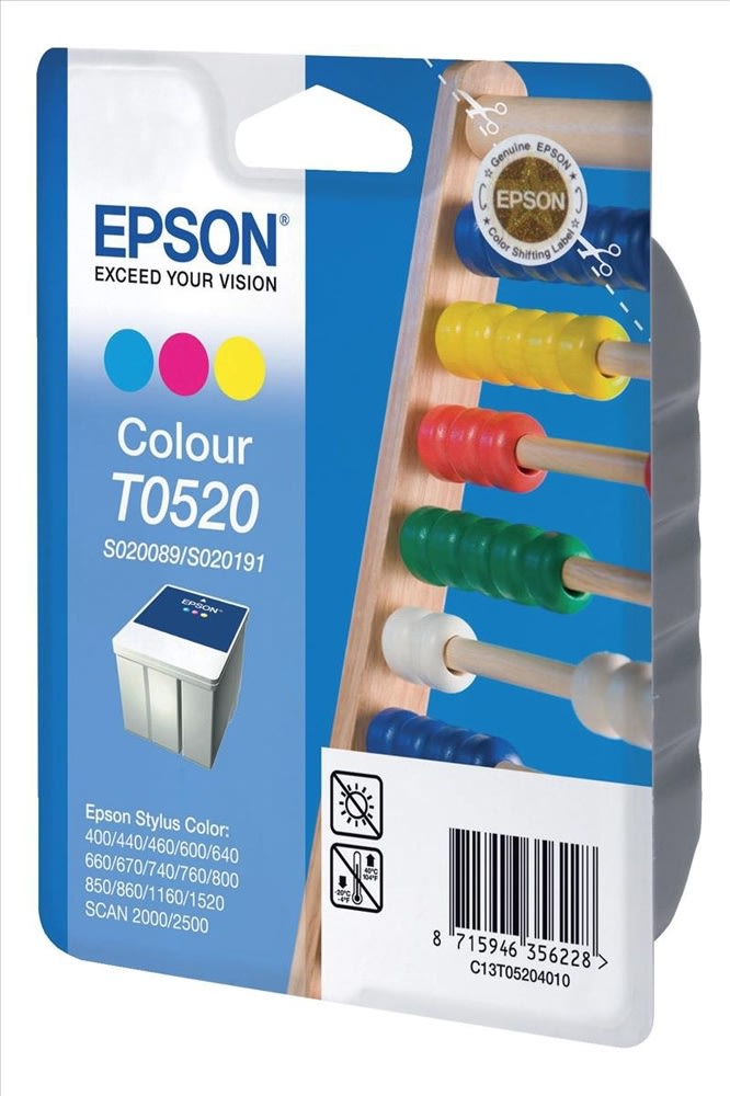 Epson nr.T0520/C13T052040 blækpatron, farve, 300s