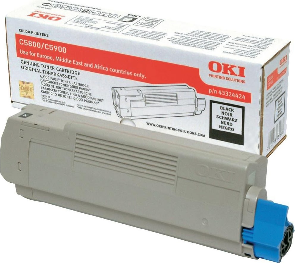 Lasertoner OKI 43324424 Svart 6000 sidor