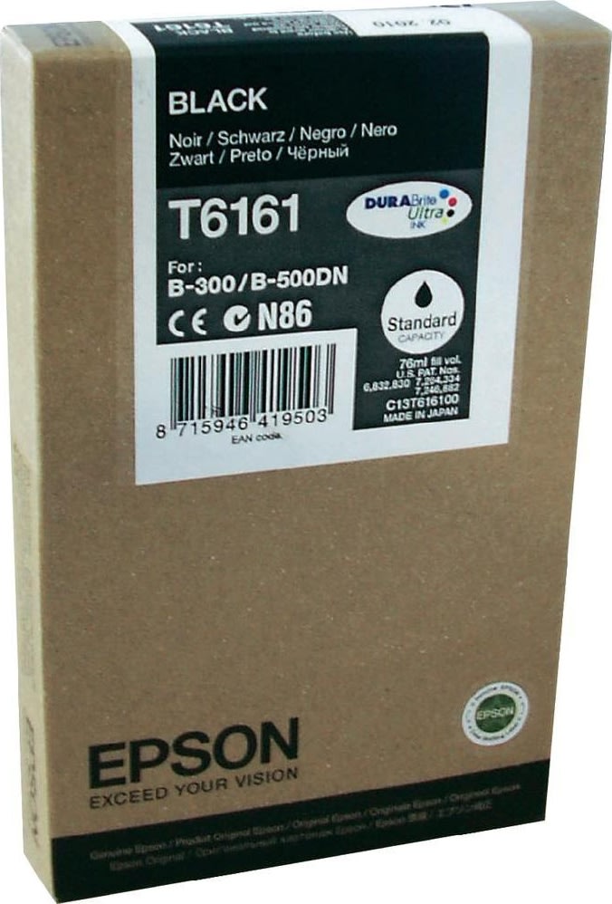 Bläckpatron Epson T6161/C13T616100 Svart 3000s