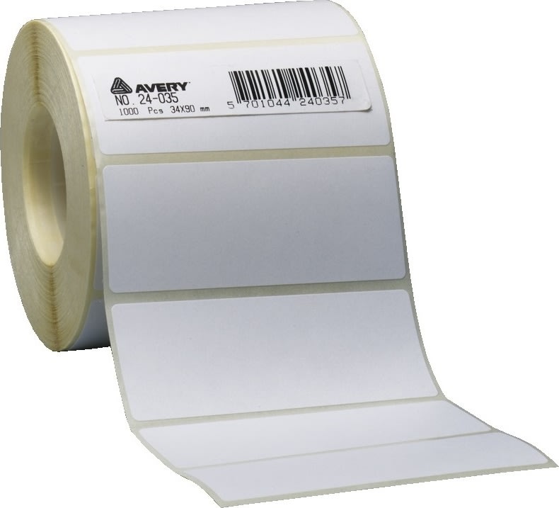 Avery 24038 etiketter på rulle, 50x102 mm, 1000 st