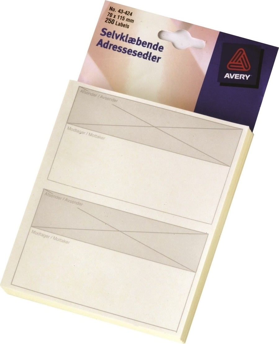Avery 43-424 'afsender/modtager' etiketter