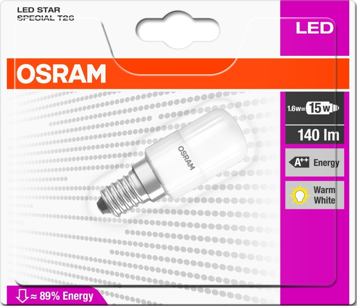 Osram LED Speciallampa T26 Kylskåp E14, 2,3 W = 20