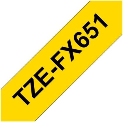 Brother TZe-FX651 etikettape, 24 mm, svart på gul
