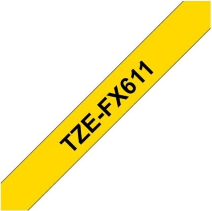 Brother TZe-FX611 labeltape 6mm, sort på gul