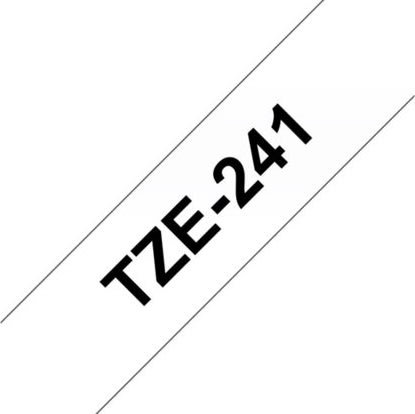Brother TZe-241 etikettape, 18 mm, svart på vit