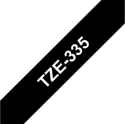Brother TZe-335 labeltape 12mm, hvid på sort
